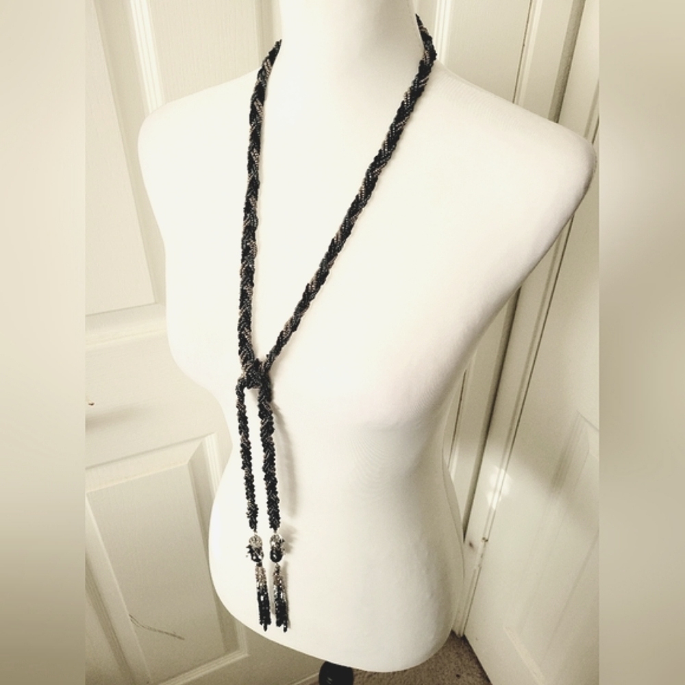✨️HP✨️Park Lane | Glass Crystal Bead Ombre Braided Lariat Tassel Necklace - Picture 5 of 9